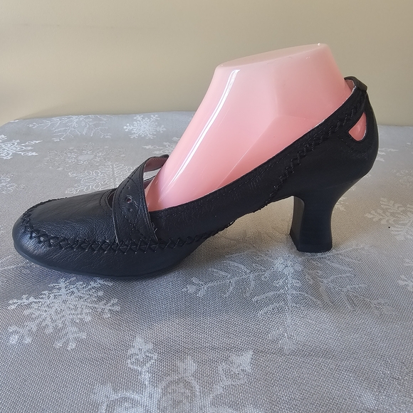 Jessica Mary Jane Heels Pumps Black Leather Pin Up Round Toe Vintage Sz 9M - Picture 8 of 16